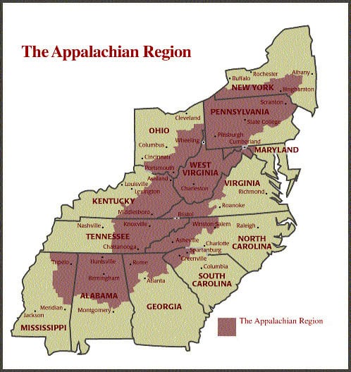 Map Of Appalachia Counties