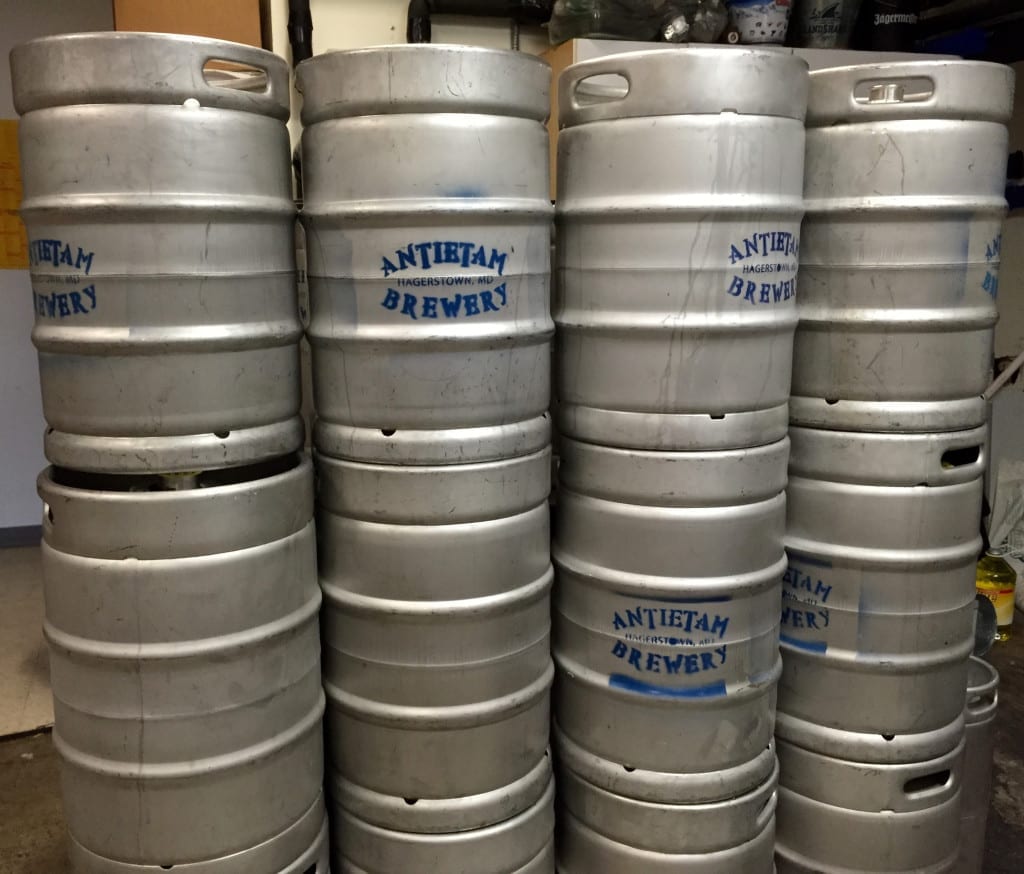 Kegs of Antietam Brewery beer