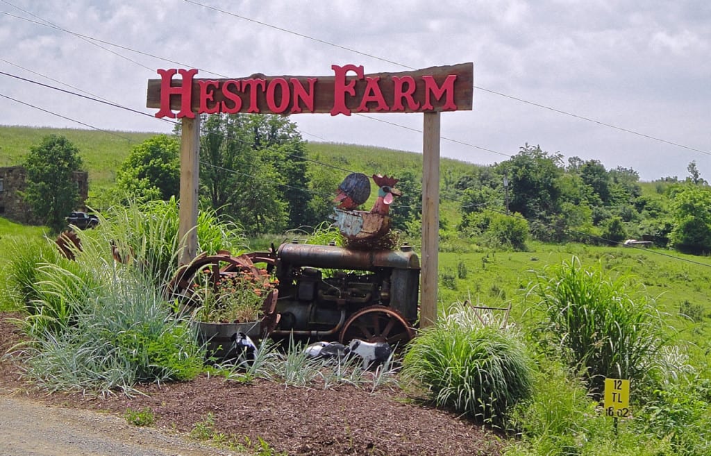 Entrance signage for Heston Farm. 