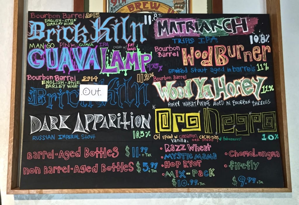Jackie O's brewery chalk board
