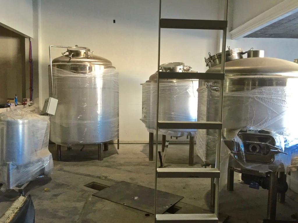 The brewhouse area at The upcoming Peddler brewery restaurant.