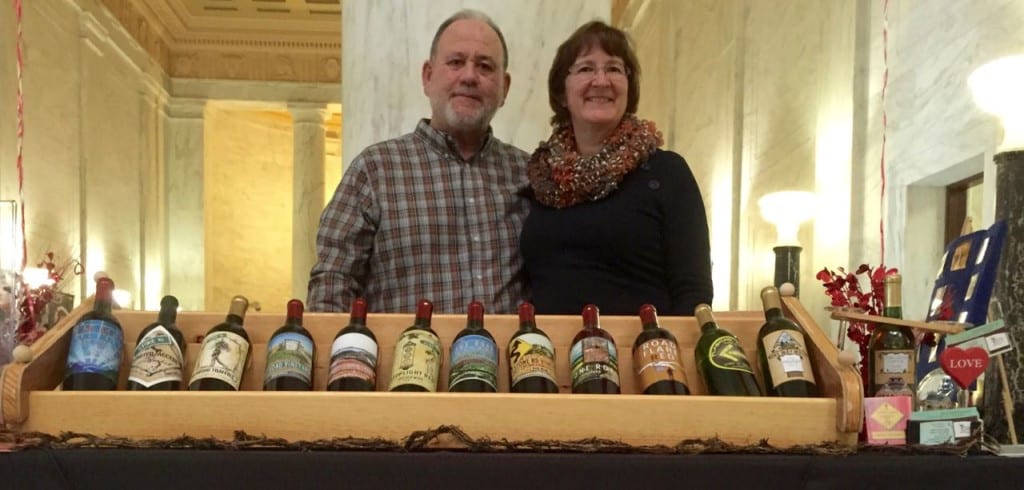 Dave & Lynne Stone of Stone Road Vineyard show off their impressive line of wines at Adventure Day.