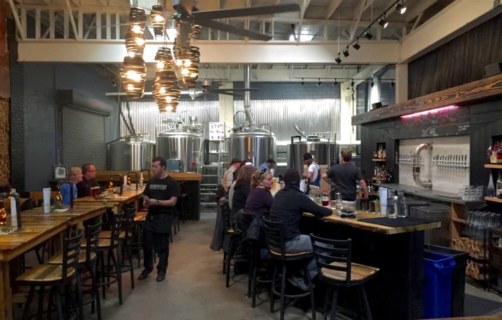 Asheville brewery Bhramari Brewhouse taproom interior