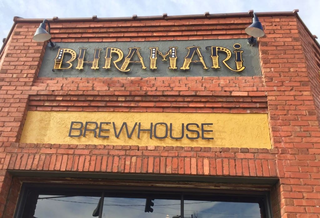 Asheville brewery Bhramari Brewhouse outdoor sign