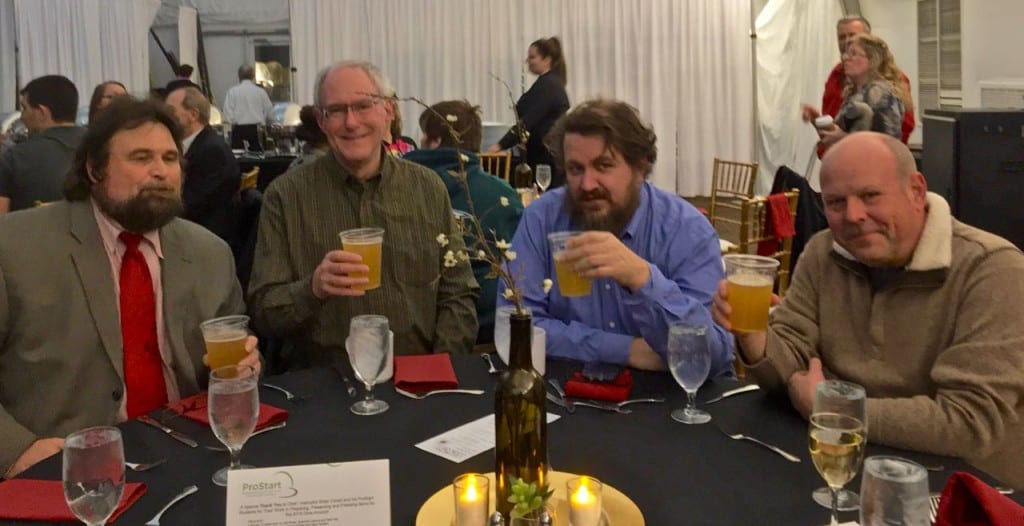 The judging beer team at the 2016 Cast Iron Cook-Off prepares for the festival's first beer judging event.