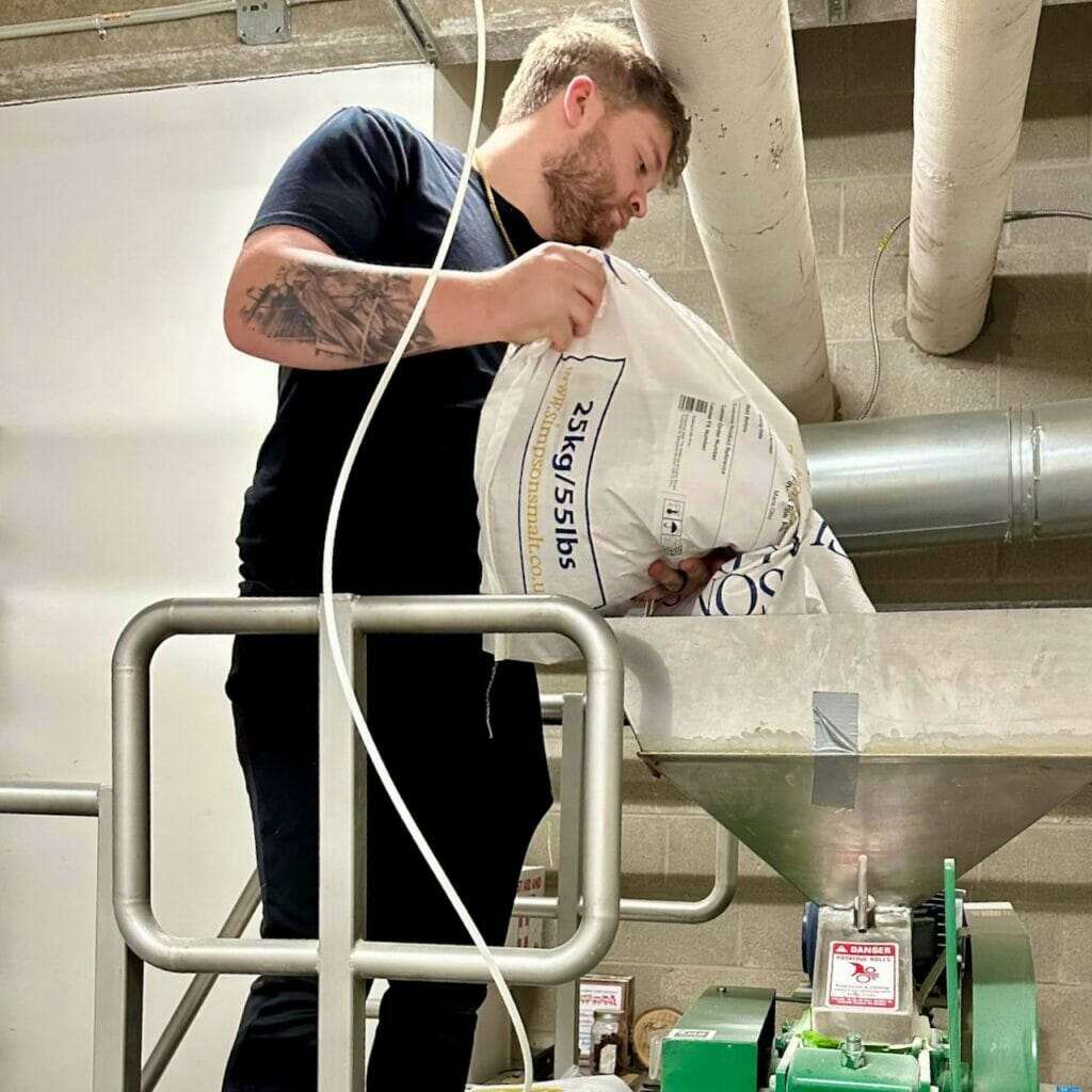 Noah helping brew Krista Dawn Blonde which is the collaboration between Bad Shepherd & Oscar's Breakfast, Burgers & Brews. Krista Dawn Blonde is also named after his mom Krista.