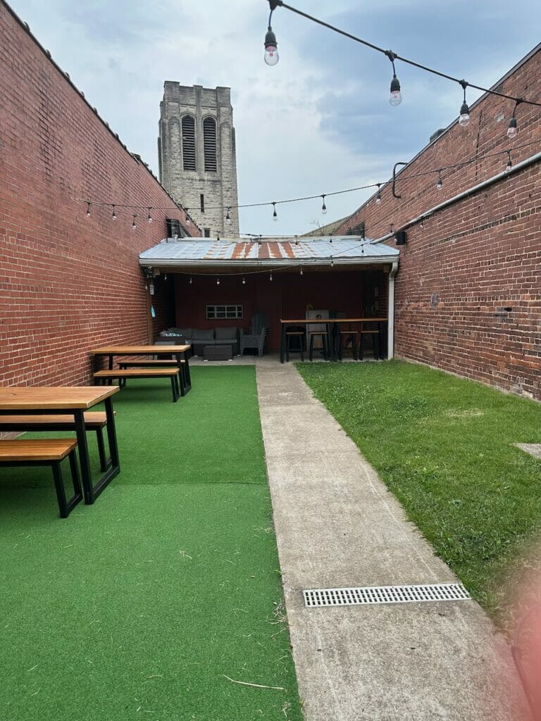 Outdoor beer garden at Charleston Nano