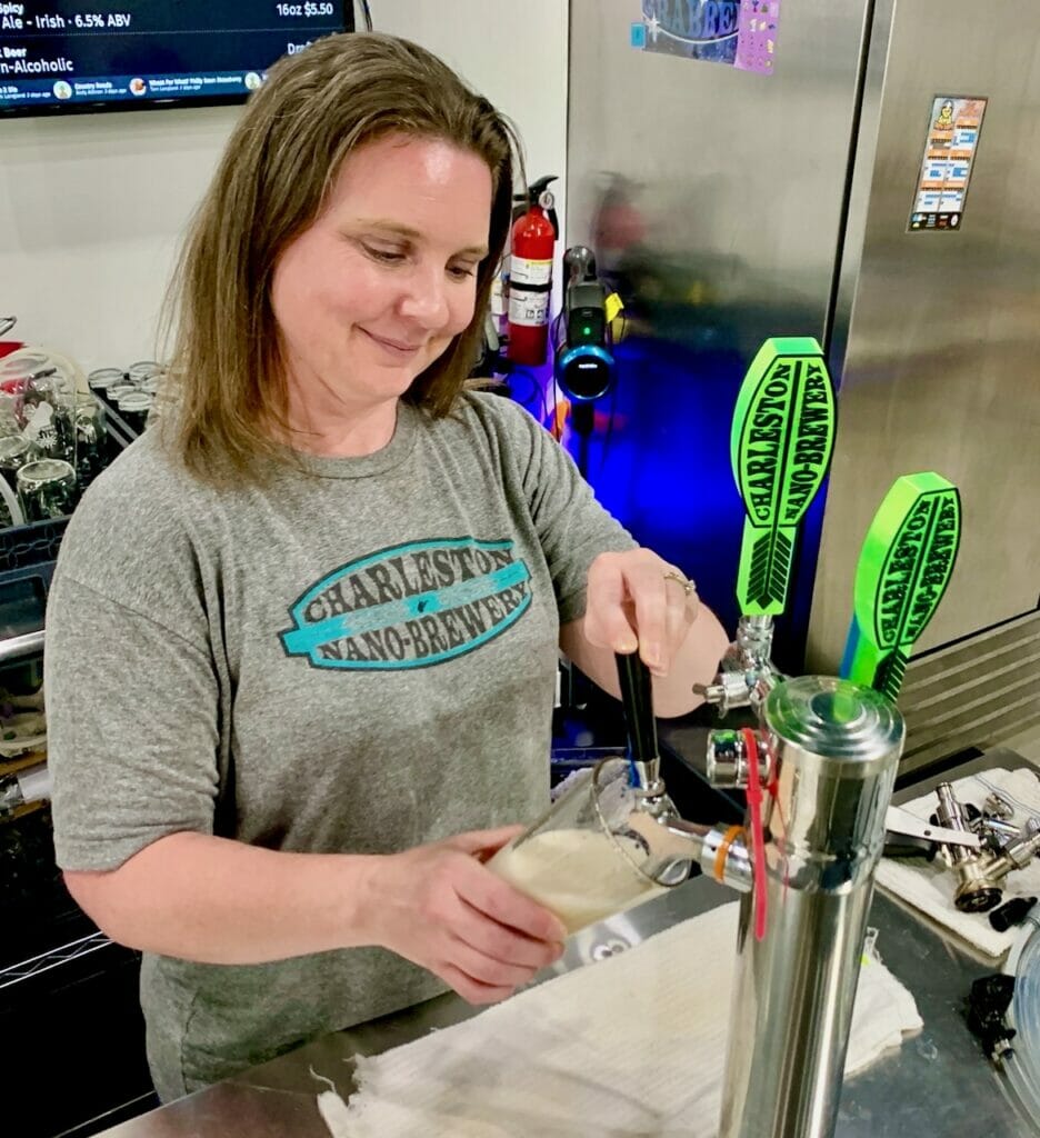 Jennifer Graley tends the bar at Charleston Nano.