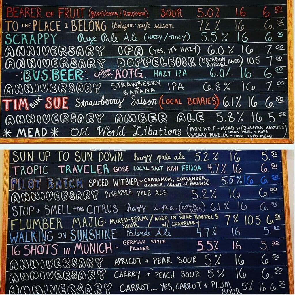 WGB Tap List from Anniversary event