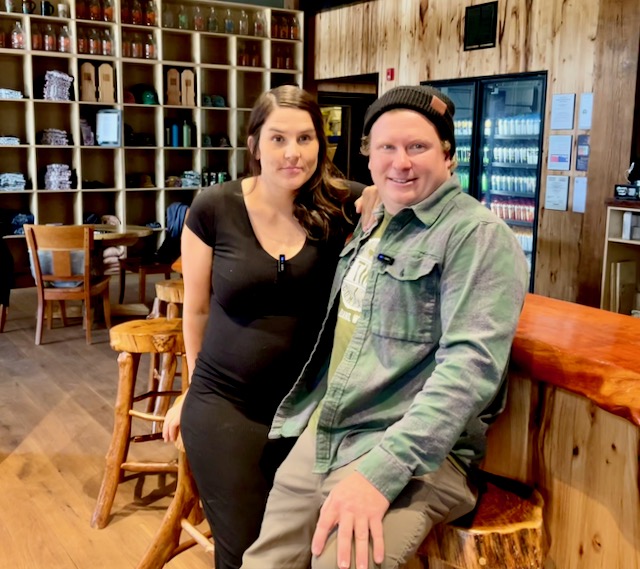 Ashley and Matt in the new taproom at Big Timber