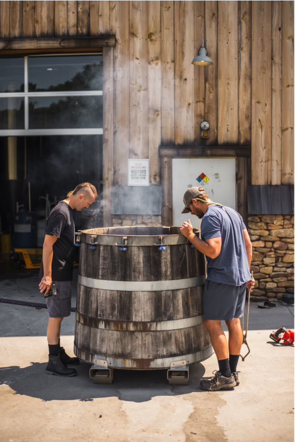 The wooden steinbier tank was used to make the Gullywasher Altbier