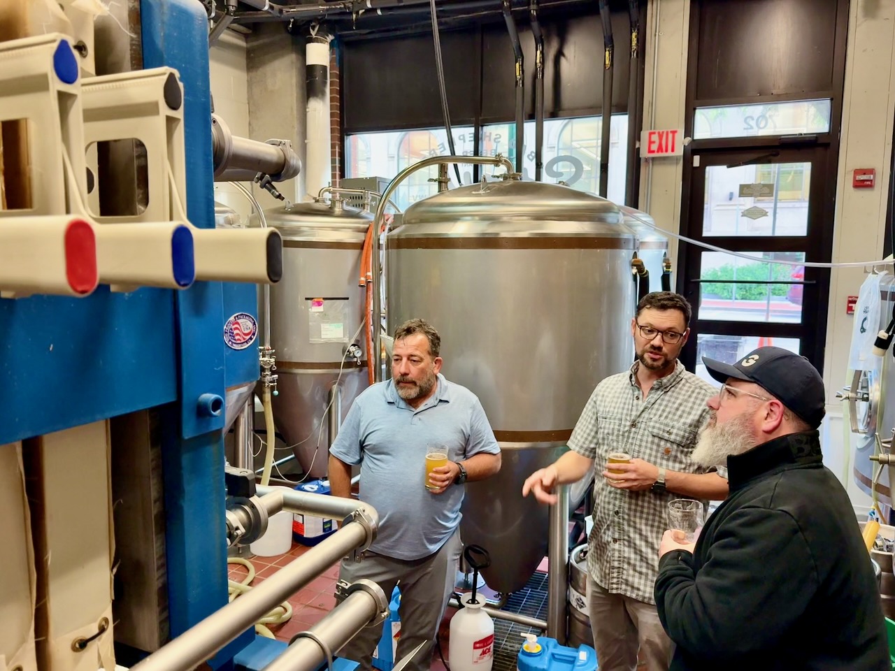 Visitors from Canada enjoy a tour of Bad Shepherd Beer
Company