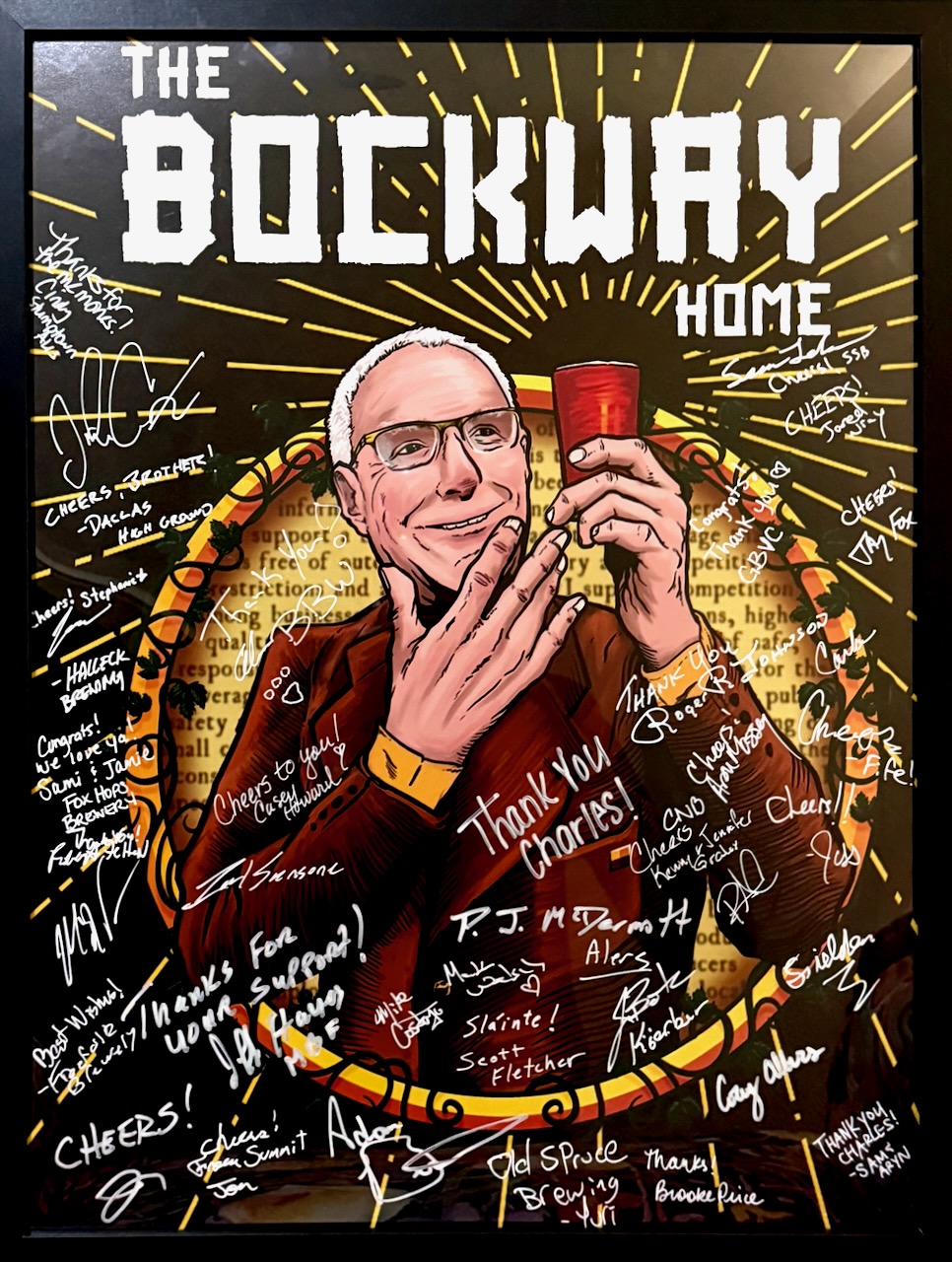 The Bockway Bock poster signed by WV brewers